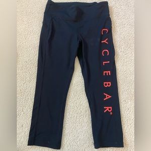 Black Cyclebar 3/4 leggings (capri length) w/ red “Cyclebar” on leg